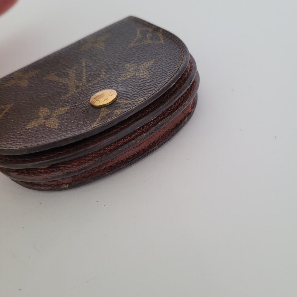 Louis Vuitton Vintage Mini Coin Holder Wallet Small Brown Horseshoe Bifold Logo - Picture 11 of 15